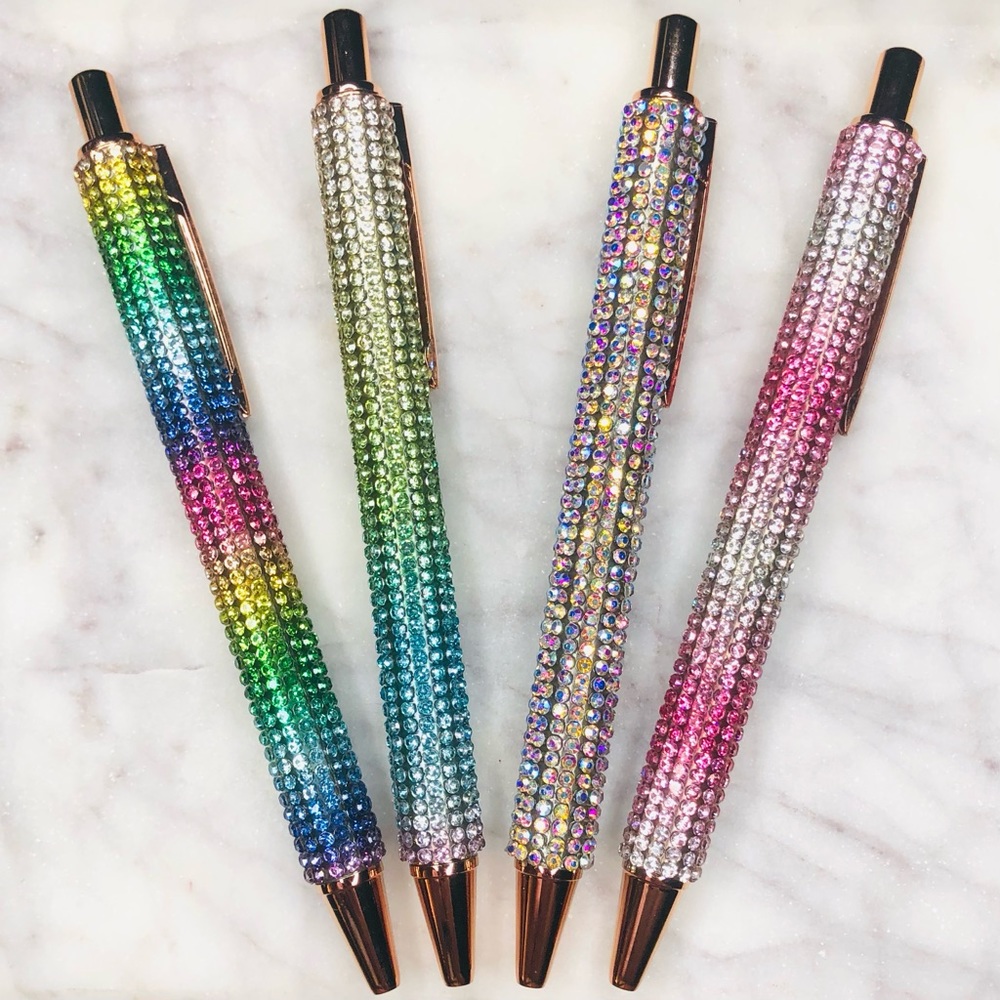 Rhinestone Bling Rose Gold Pens